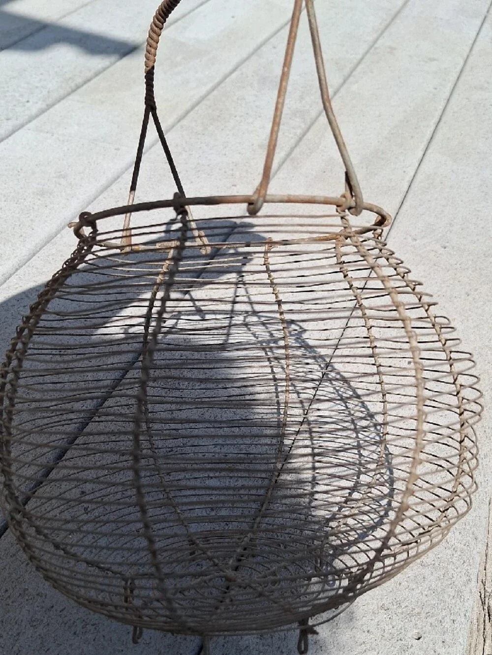 Large vintage french wire Egg Basket. Kitchen Storage & Decoration